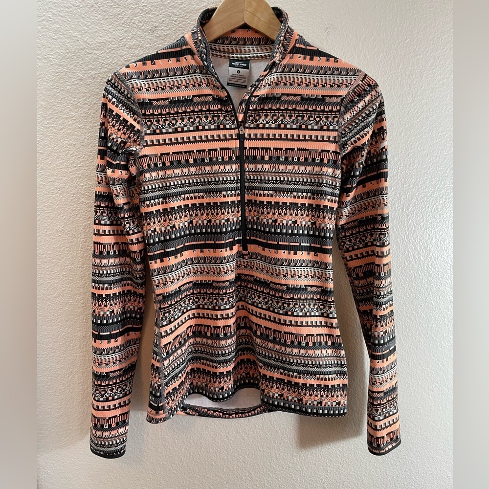 Nike Pro Dry Fit Half Zip Active Wear Long sleeve Aztec Southwestern Women S